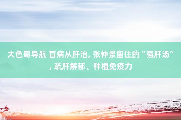 大色哥导航 百病从肝治， 张仲景留住的“强肝汤”， 疏肝解郁、种植免疫力