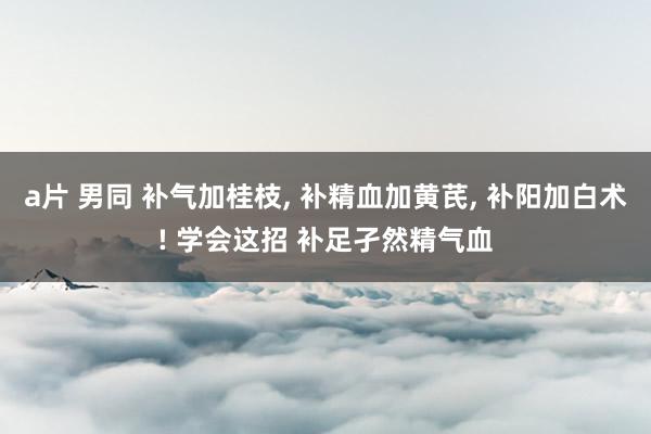 a片 男同 补气加桂枝， 补精血加黄芪， 补阳加白术! 学会这招 补足孑然精气血