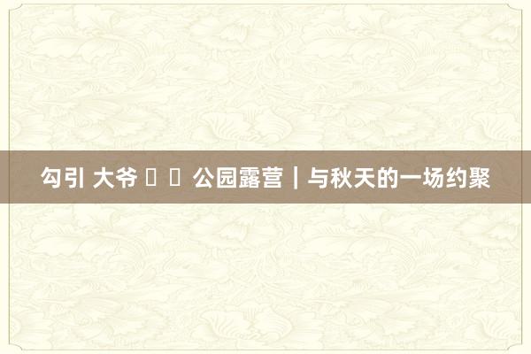 勾引 大爷 ⛲️公园露营｜与秋天的一场约聚