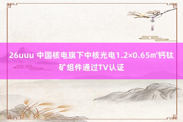 26uuu 中国核电旗下中核光电1.2×0.65㎡钙钛矿组件通过TV认证